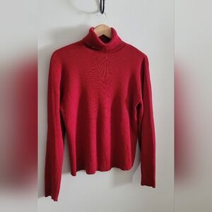 (relativity) Classic Rib Cotton Turtleneck Sweater, Women's XL, True Bright Red